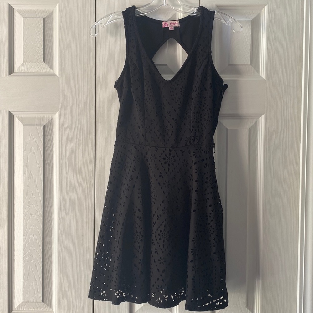 Candies Black cut out pattern sleeveless mini dress Sz 0